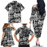 African Family Matching Off Shoulder Long Sleeve Dress and Hawaiian Shirt Black Power Images - Wonder Print Shop