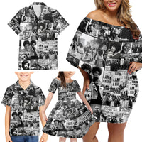 African Family Matching Off Shoulder Short Dress and Hawaiian Shirt Black Power Images - Wonder Print Shop