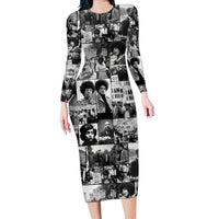 African Long Sleeve Bodycon Dress Black Power Images - Wonder Print Shop