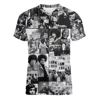 African Women V Neck T Shirt Black Power Images - Wonder Print Shop