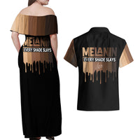 Every Shade Slays Melanin Couples Matching Off Shoulder Maxi Dress and Hawaiian Shirt African Signature - Wonder Print Shop