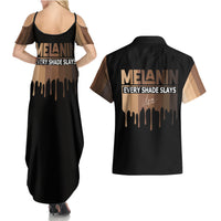 Every Shade Slays Melanin Couples Matching Summer Maxi Dress and Hawaiian Shirt African Signature - Wonder Print Shop