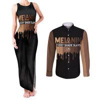 Every Shade Slays Melanin Couples Matching Tank Maxi Dress and Long Sleeve Button Shirts African Signature - Wonder Print Shop