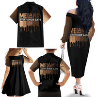 Every Shade Slays Melanin Family Matching Off Shoulder Long Sleeve Dress and Hawaiian Shirt African Signature - Wonder Print Shop