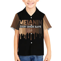 Every Shade Slays Melanin Family Matching Off Shoulder Long Sleeve Dress and Hawaiian Shirt African Signature - Wonder Print Shop