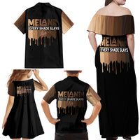 Every Shade Slays Melanin Family Matching Off Shoulder Maxi Dress and Hawaiian Shirt African Signature - Wonder Print Shop