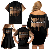 Every Shade Slays Melanin Family Matching Off Shoulder Short Dress and Hawaiian Shirt African Signature - Wonder Print Shop