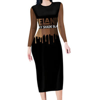 Every Shade Slays Melanin Long Sleeve Bodycon Dress African Signature - Wonder Print Shop