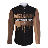 Every Shade Slays Melanin Long Sleeve Button Shirt African Signature - Wonder Print Shop