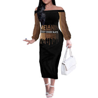 Every Shade Slays Melanin Off The Shoulder Long Sleeve Dress African Signature - Wonder Print Shop