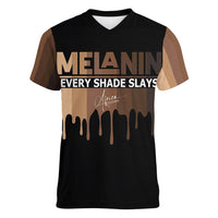 Every Shade Slays Melanin Women V Neck T Shirt African Signature - Wonder Print Shop
