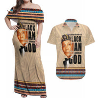 The Most Honorable Elijah Muhammad Couples Matching Off Shoulder Maxi Dress and Hawaiian Shirt Black Man - Wonder Print Shop
