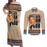 The Most Honorable Elijah Muhammad Couples Matching Off Shoulder Maxi Dress and Long Sleeve Button Shirts Black Man - Wonder Print Shop