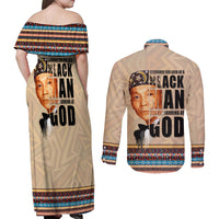 The Most Honorable Elijah Muhammad Couples Matching Off Shoulder Maxi Dress and Long Sleeve Button Shirts Black Man - Wonder Print Shop