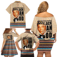 The Most Honorable Elijah Muhammad Family Matching Off Shoulder Short Dress and Hawaiian Shirt Black Man - Wonder Print Shop