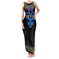 Egyptian Ankh Golden Blue Fire Family Matching Tank Maxi Dress and Hawaiian Shirt - Wonder Print Shop