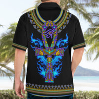 Egyptian Ankh Golden Blue Fire Hawaiian Shirt - Wonder Print Shop
