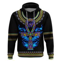 Egyptian Ankh Golden Blue Fire Hoodie - Wonder Print Shop