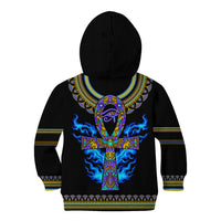 Egyptian Ankh Golden Blue Fire Kid Hoodie - Wonder Print Shop
