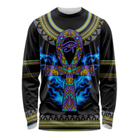 Egyptian Ankh Golden Blue Fire Long Sleeve Shirt - Wonder Print Shop