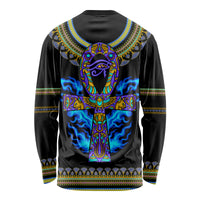 Egyptian Ankh Golden Blue Fire Long Sleeve Shirt - Wonder Print Shop