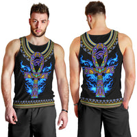 Egyptian Ankh Golden Blue Fire Men Tank Top - Wonder Print Shop