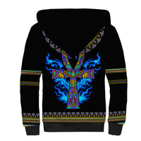 Egyptian Ankh Golden Blue Fire Sherpa Hoodie - Wonder Print Shop