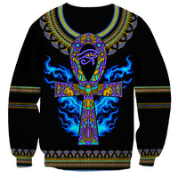 Egyptian Ankh Golden Blue Fire Sweatshirt - Wonder Print Shop