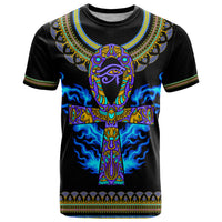 Egyptian Ankh Golden Blue Fire T Shirt - Wonder Print Shop