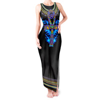 Egyptian Ankh Golden Blue Fire Tank Maxi Dress - Wonder Print Shop