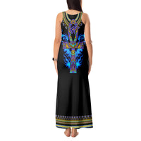 Egyptian Ankh Golden Blue Fire Tank Maxi Dress - Wonder Print Shop