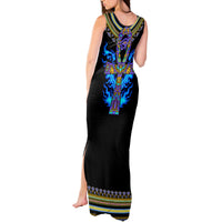 Egyptian Ankh Golden Blue Fire Tank Maxi Dress - Wonder Print Shop