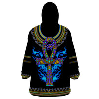 Egyptian Ankh Golden Blue Fire Wearable Blanket Hoodie - Wonder Print Shop