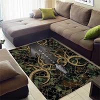 Skull Deer Hunting Camouflage Pattern Area Rug Rustic Hunting Metal Mesh Background Art - Wonder Print Shop