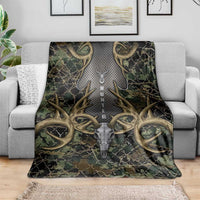 Skull Deer Hunting Camouflage Pattern Blanket Rustic Hunting Metal Mesh Background Art - Wonder Print Shop