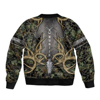 Skull Deer Hunting Camouflage Pattern Bomber Jacket Rustic Hunting Metal Mesh Background Art - Wonder Print Shop