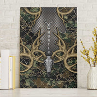 Skull Deer Hunting Camouflage Pattern Canvas Wall Art Rustic Hunting Metal Mesh Background Art - Wonder Print Shop