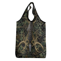 Skull Deer Hunting Camouflage Pattern Grocery Bag Rustic Hunting Metal Mesh Background Art - Wonder Print Shop