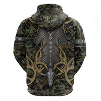 Skull Deer Hunting Camouflage Pattern Hoodie Rustic Hunting Metal Mesh Background Art - Wonder Print Shop