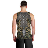 Skull Deer Hunting Camouflage Pattern Men Tank Top Rustic Hunting Metal Mesh Background Art - Wonder Print Shop