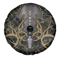 Skull Deer Hunting Camouflage Pattern Spare Tire Cover Rustic Hunting Metal Mesh Background Art - Wonder Print Shop