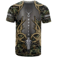 Skull Deer Hunting Camouflage Pattern T Shirt Rustic Hunting Metal Mesh Background Art - Wonder Print Shop