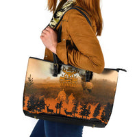 Father And Son Deer Hunting Leather Tote Bag Best Buckin Daddy Ever - Wonder Print Shop