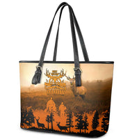 Father And Son Deer Hunting Leather Tote Bag Best Buckin Daddy Ever - Wonder Print Shop