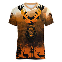 Father And Son Deer Hunting Women V-Neck T-Shirt Best Buckin Daddy Ever - Wonder Print Shop