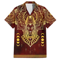 Personalized Anubis Family Matching Puletasi and Hawaiian Shirt Ancient Egyptian Pattern In Red - Wonder Print Shop