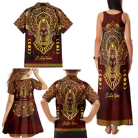Personalized Anubis Family Matching Tank Maxi Dress and Hawaiian Shirt Ancient Egyptian Pattern In Red - Wonder Print Shop