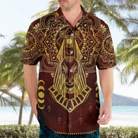 Personalized Anubis Hawaiian Shirt Ancient Egyptian Pattern In Red - Wonder Print Shop
