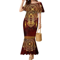 Personalized Anubis Mermaid Dress Ancient Egyptian Pattern In Red - Wonder Print Shop