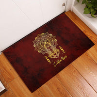 Personalized Anubis Rubber Doormat Ancient Egyptian Pattern In Red - Wonder Print Shop